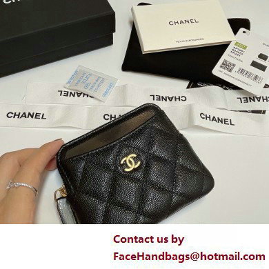 Chanel Grained Calfskin  &  Gold-Tone Metal Zip Coin Purse AP2061 Black 2025